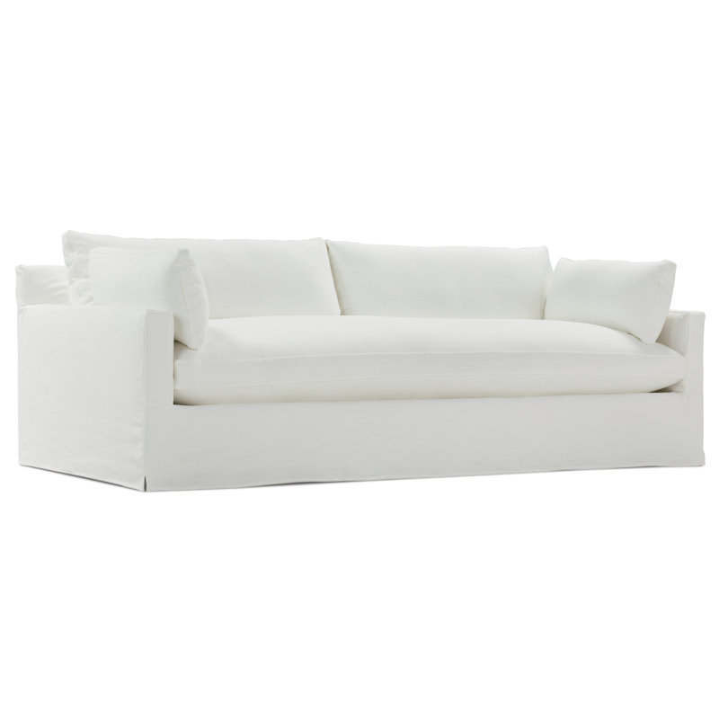 Sylvie 100'' Slip Sofa Bench Cushion, White Polyester Blend (102CR-19), 37" H x 100" W x 44" D