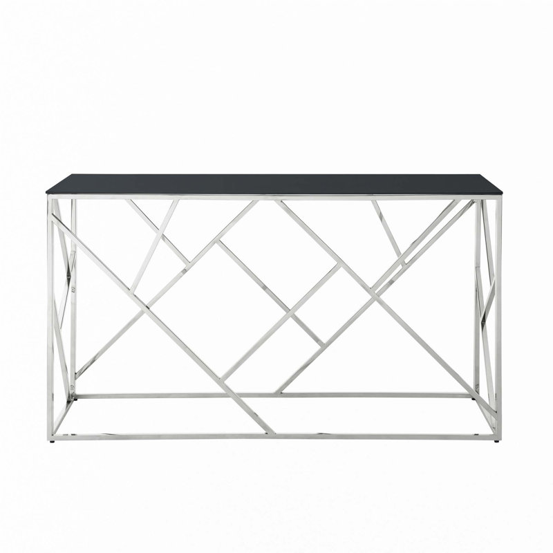 Modern Glass Console Table, Chrome