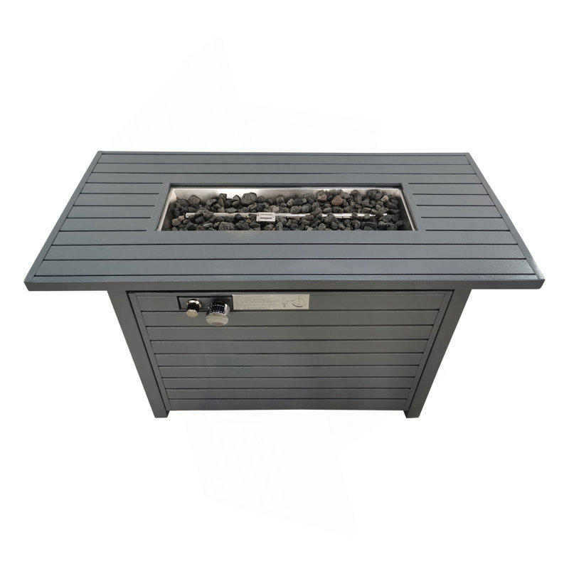Foyer de table extérieur en acier au propane de 25 po H x 42 po avec couvercle (gris), Gris
