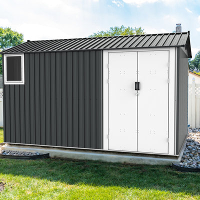 Remise en métal 8 x 12 pi avec bouches d'aération et intérieur renforcé - porte d'évent gris foncé