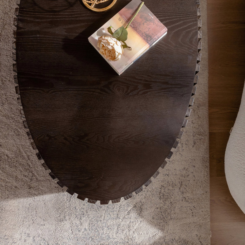 Table basse ovale, table à thé en bois pour le salon