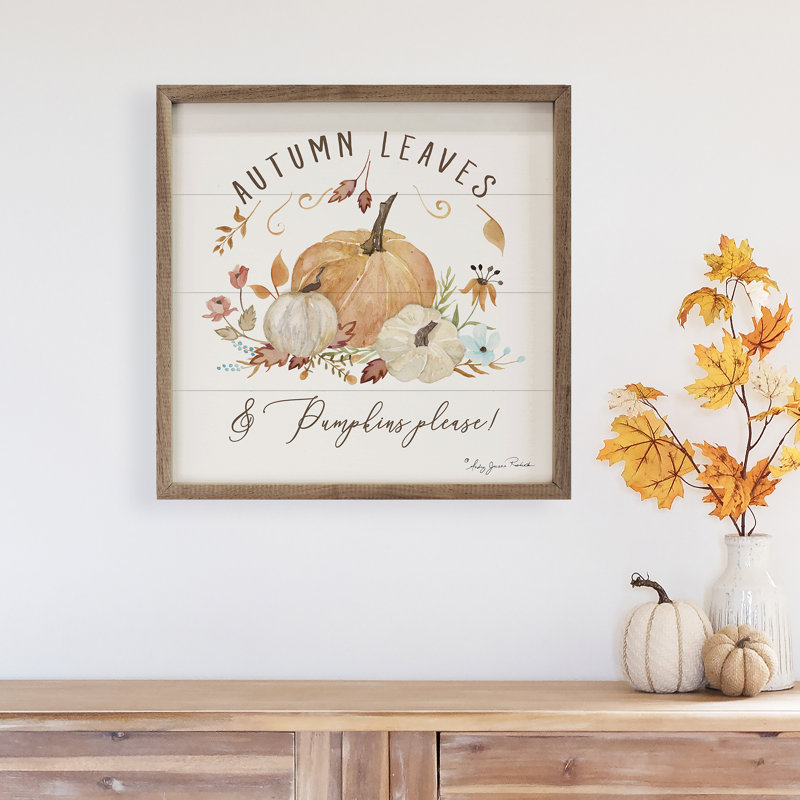Feuilles d'automne et citrouilles par Audrey Jeanne Roberts, H 16 po x l 16 po x P 1 po