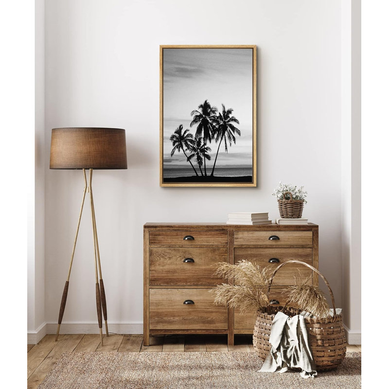 Film Grain Palm Trees & Skyline Floral Plants, photographie d'art moderne rustique sur toile, H 36 po x l 24 po x P 1,5 po