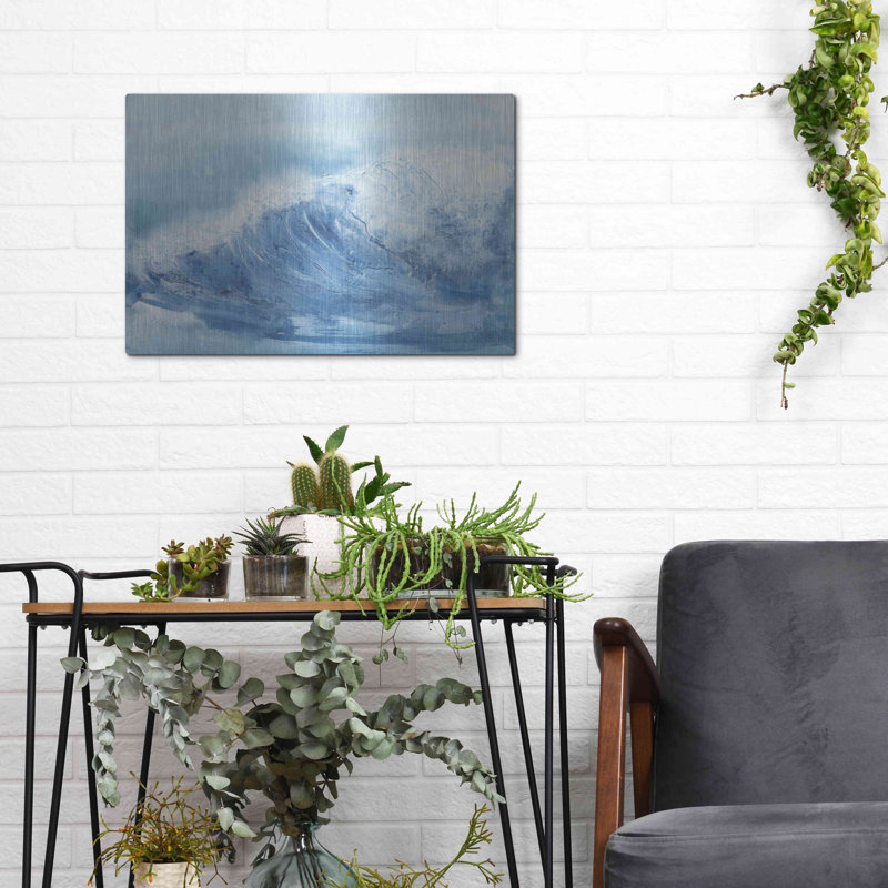Rosecliff Heights «In the Blue III» par Chris Paschke, art mural en métal, H 12 po x l 16 po