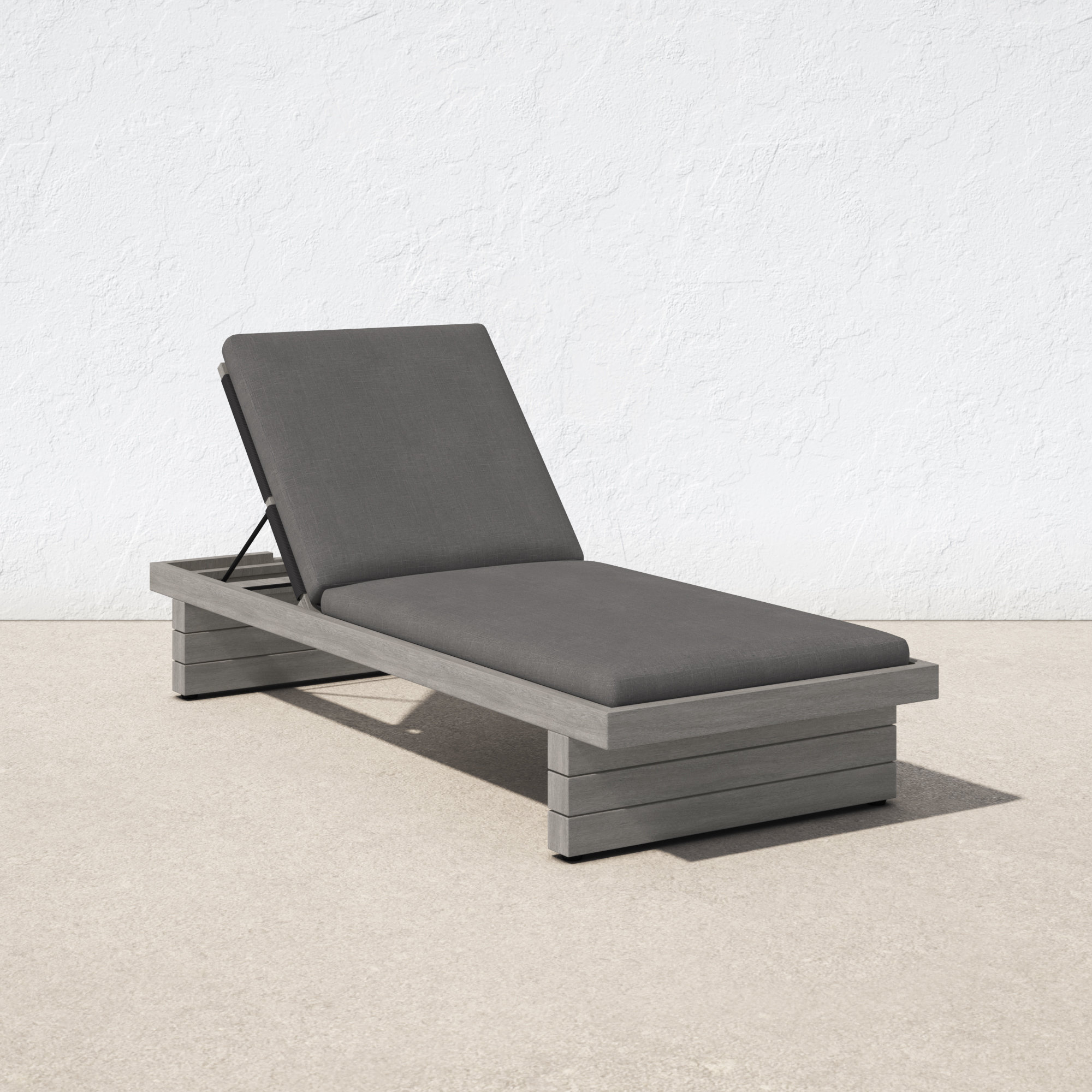 Davie 31.5'' Outdoor Teak Chaise Lounge, Charcoal, Gray