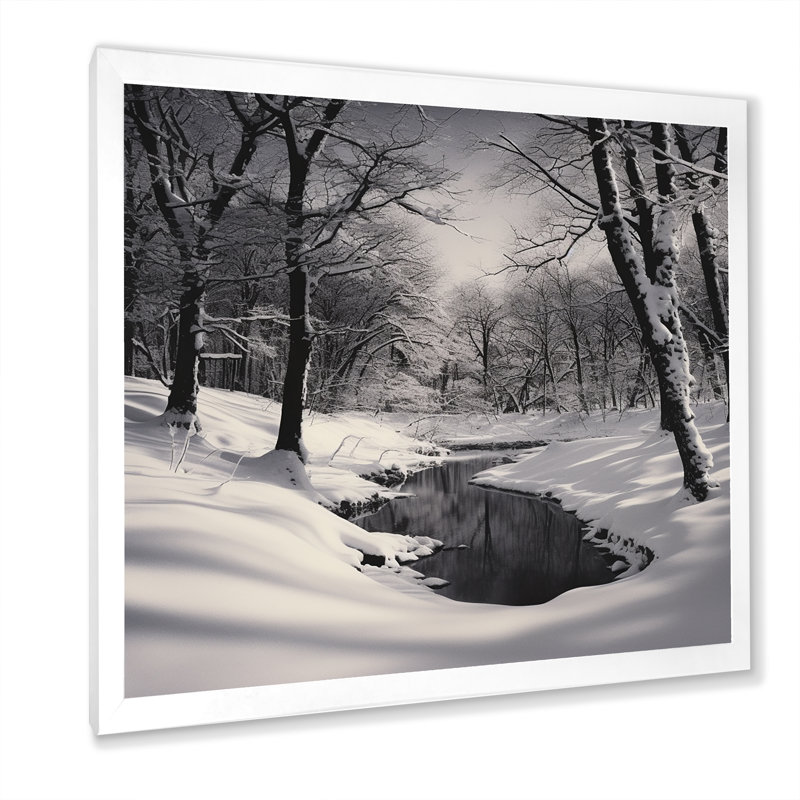 Paysage d'hiver au pays des merveilles I, Cadre simple blanc, H 30 po x l 30 po x P 1 po