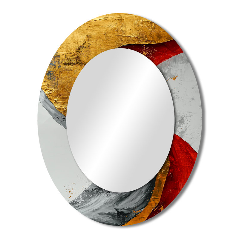 Fractal Volcano And Stone Energy II - Modern Oval Wall Mirror, 43" x 33"