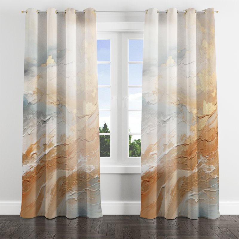 Ayluardo - Nautical Velvet Grommet Curtain - Room Darkening - 1 panel, 52" W x 120" L, Golden Grommets