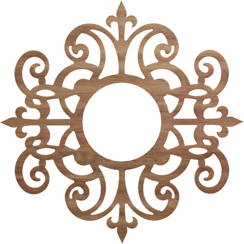 Médaillon de plafond en bois Dijon, Noyer, H 38 po x l 38 po x P 0,38 po