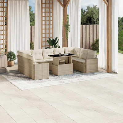 Ensemble de canapé de jardin en rotin poly 10 pièces Vidaxl