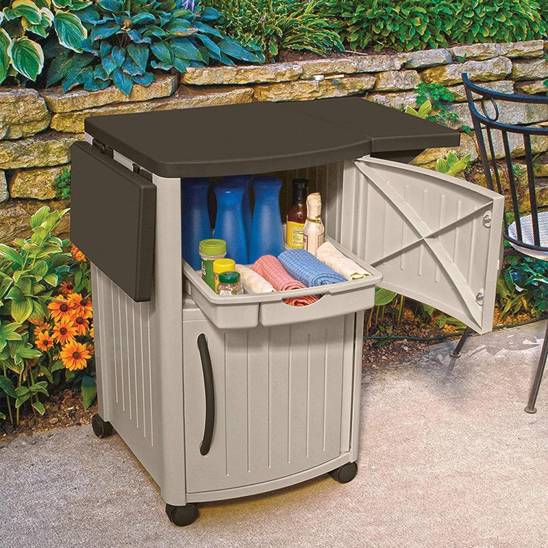 Portable Dry Rein Outdoor Serving and Grilling Prep Station with Wheels