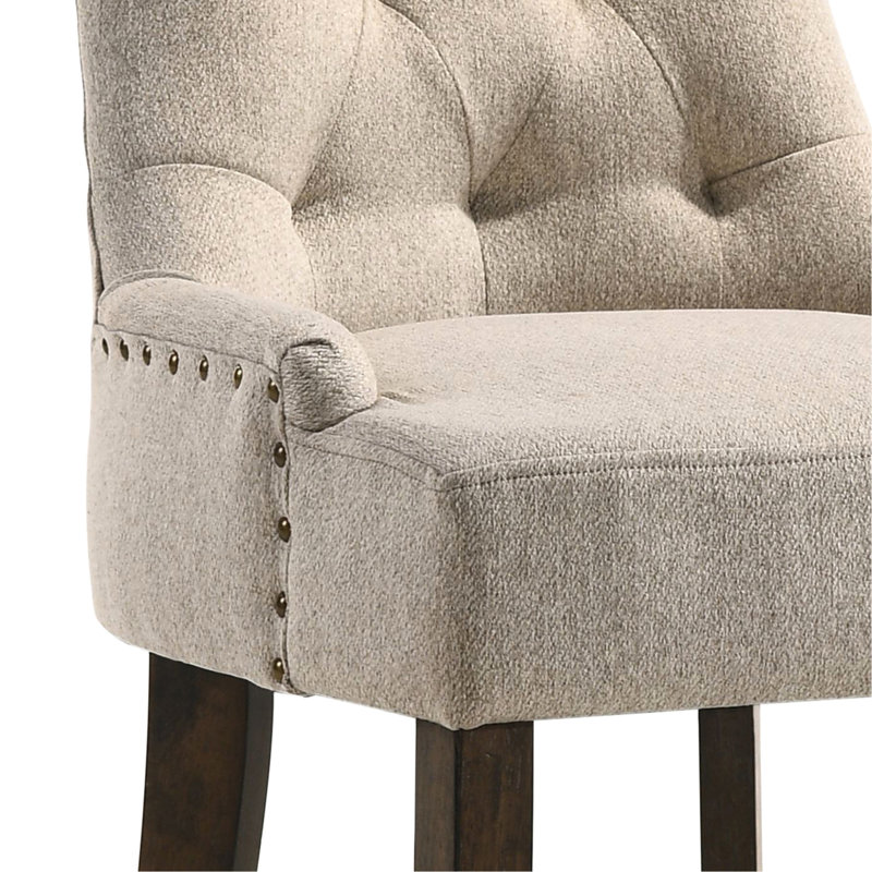De 2 chaises à dossier en tissu beige pour salle à manger - Revêtement de luxe 2 pièces