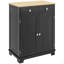 Buffet HOMcom avec comptoir en bois massif, armoire de cuisine moderne, armoire à café avec 2 tiroirs, portes et tablette réglable, noir vieilli-794245166