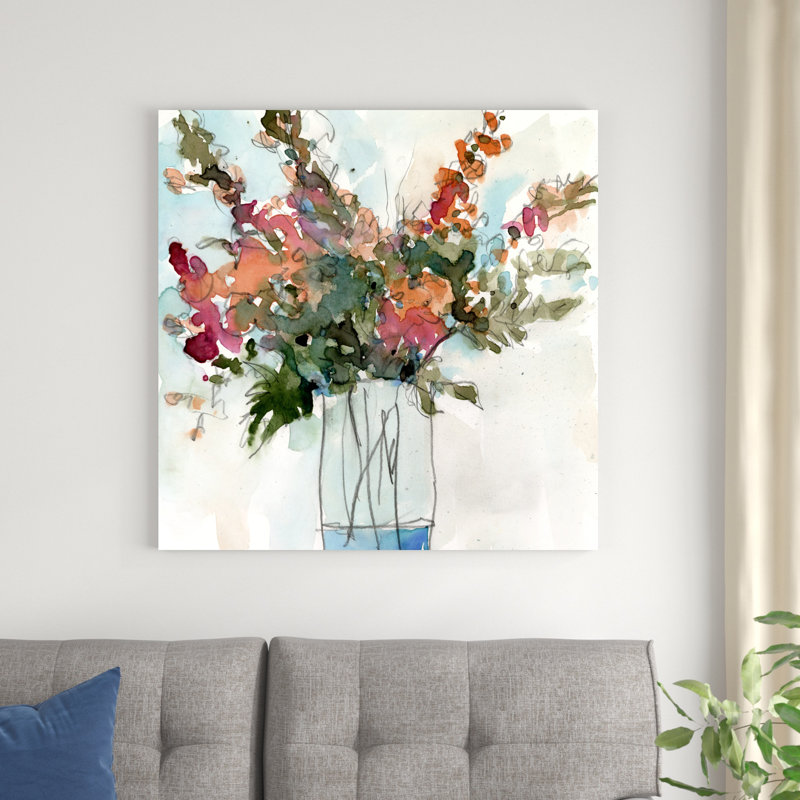 «Water Garden Still Life I» par Samuel Dixon - peinture sur toile tendue, H 36 po x l 36 po, Toile tendue, Sans cadre