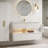 48" Floating Bathroom Vanity, Engineered Stone Top, 2 Soft-Close Drawers, Night Light, White Finish-1779919237
