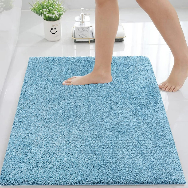 Polypropylene Plastic Non-Slip Bath Mat, Aqua, Single - 80cm L x 50cm W