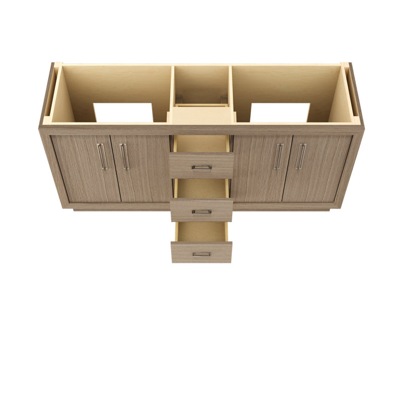 Avalon Double Bath Vanity, Natural Weathered, Satin Nickel, 72"