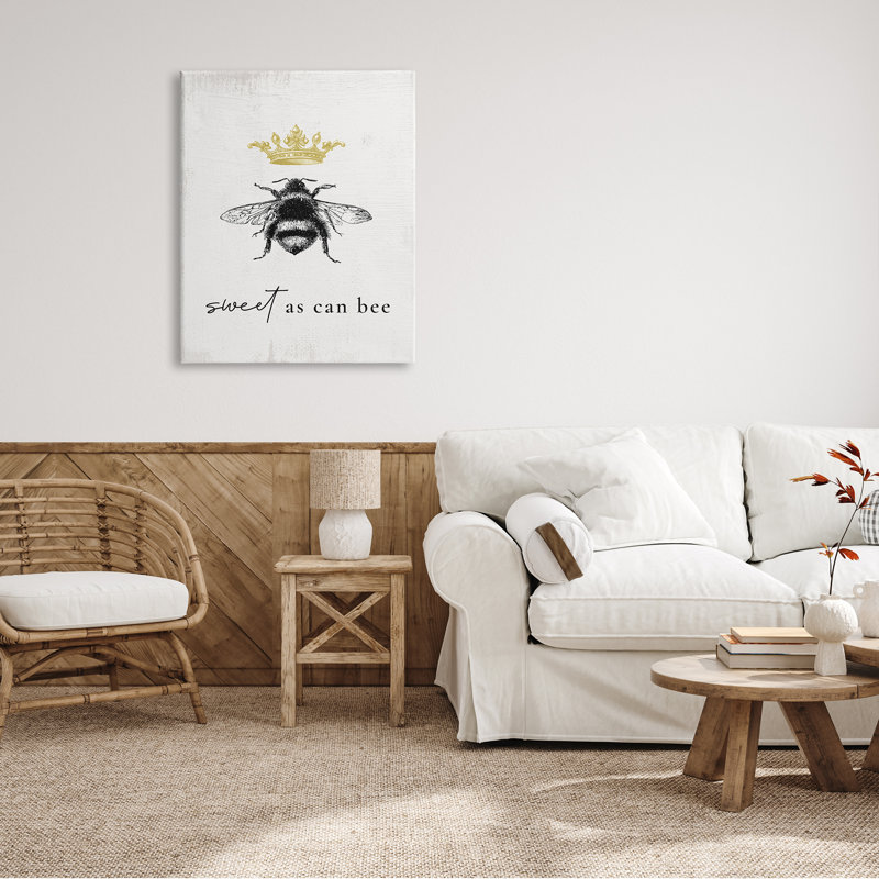 «Sweet As Can Bee», phrase de la couronne royale - impression, Toile tendue, H 40 po x l 30 po x P 1,5 po