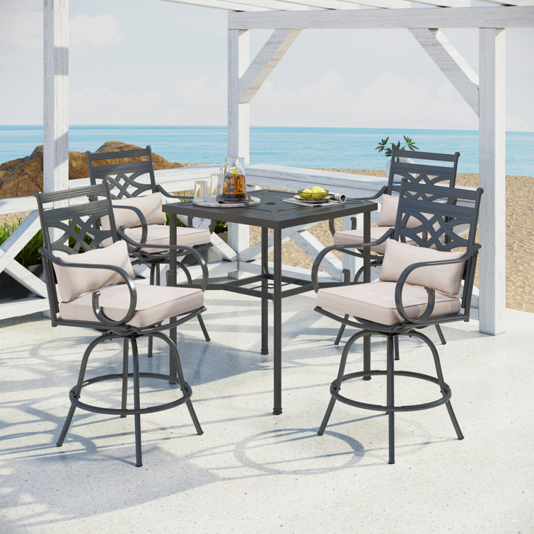 Alyne Square 4 - Person 32'' Long Bar Height Dining Set with Cushions