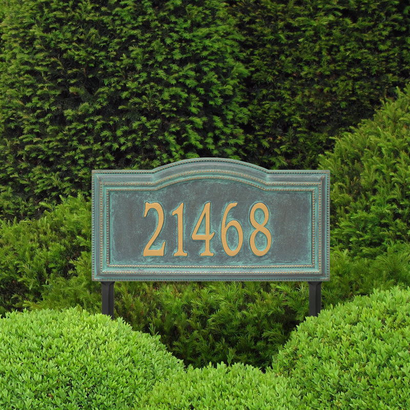 Plaque d'adresse sur 1 ligne Signature Series, Oui, Vert-de-gris, Bronze