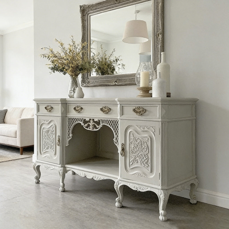 Buffet en bois de style français élégant, H 33,46 po x l 62,99 po x P 18,9 po