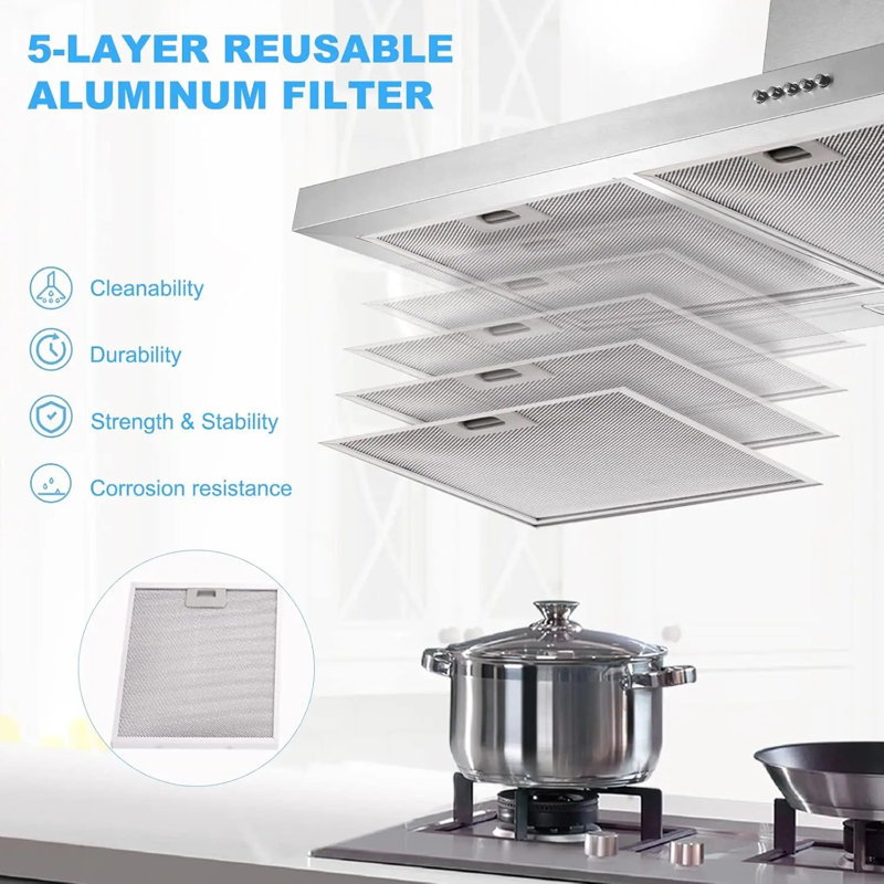 Hotte murale 30 pouces en acier inoxydable, Silver