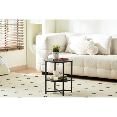 2 - Petite table de chevet ronde noire, peut être une table basse dans le salon, accent pour les espaces restreints, peu encombrant et polyvalent, facile à installer, en fer + 15,32 de largeur, profondeur, 18,52 de hauteur