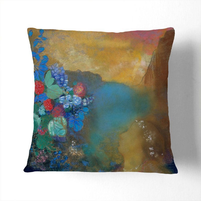 Ophelia Among The Flowers Square Throw Cushion, 55cm H x 55cm W x 20cm D, White