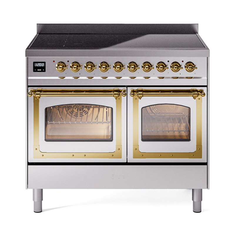 ILVE Nostalgie II Noblesse 40 in Induction Range, Stainless Steel/Brass