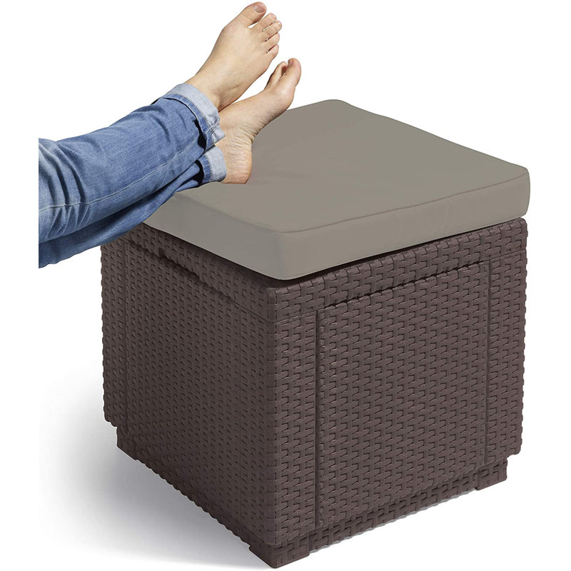 Keter Stool with Cushion, Brown