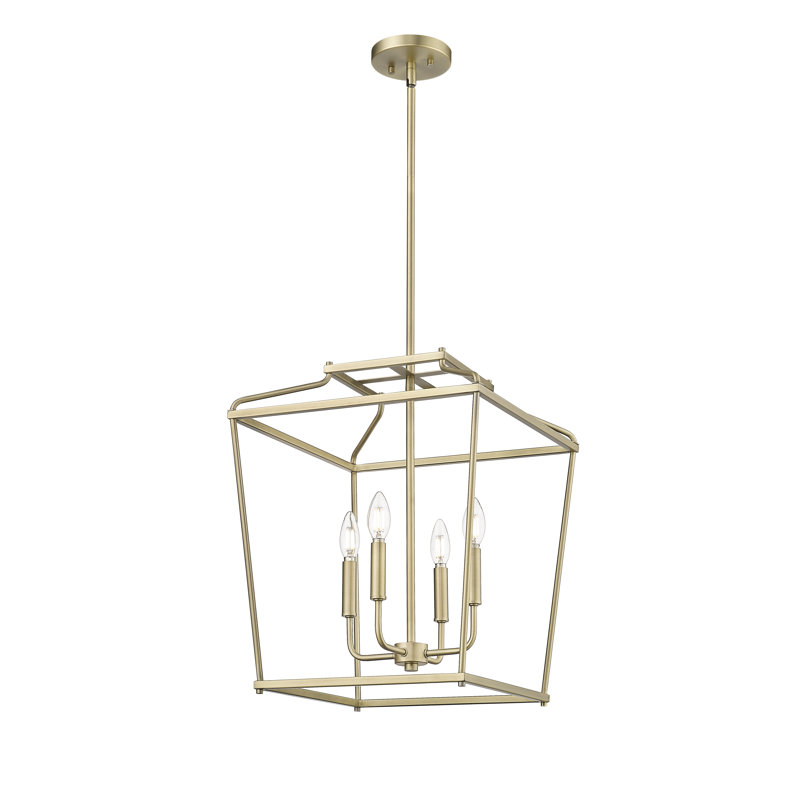 Luminaire suspendu 4 lumières Nellita, Laiton rétro, H 21 po x l 16 po x P 16 po