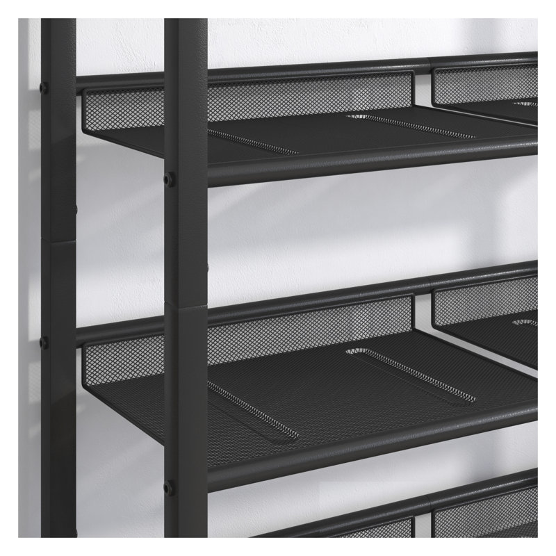 Range-chaussures industriel à 5 niveaux avec 4 tablettes en filet - Organisateur de rangement de chaussures robuste pour l'entrée, le salon et la chambre à coucher