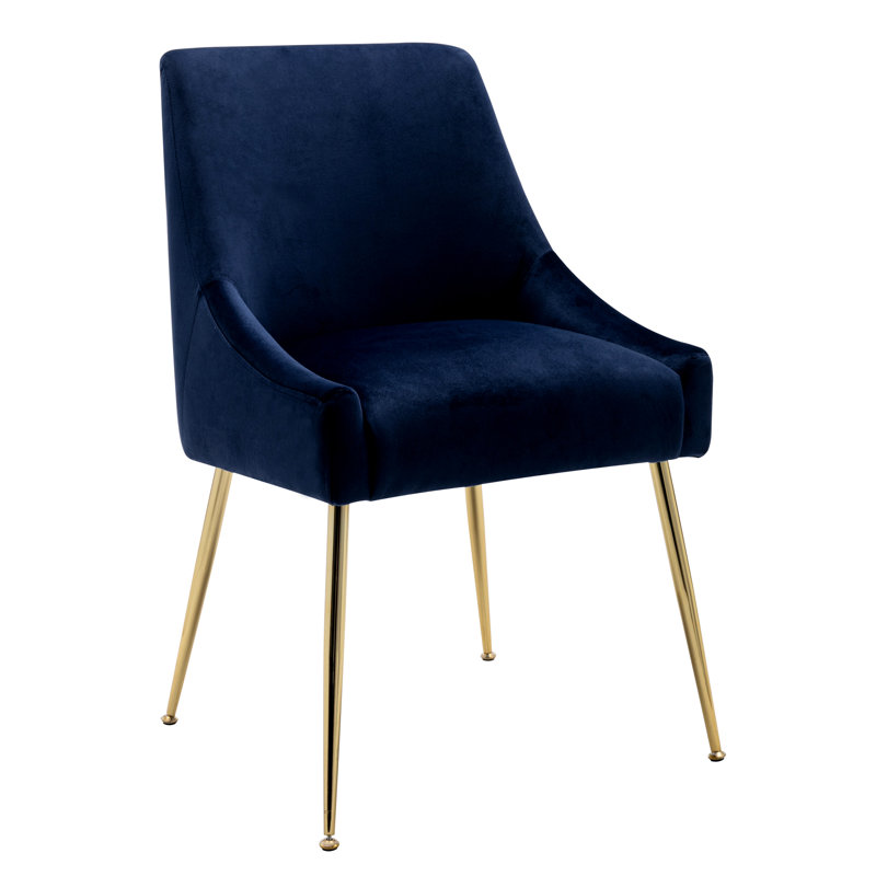 Koblas Velvet Accent Chair, Navy Blue Velvet