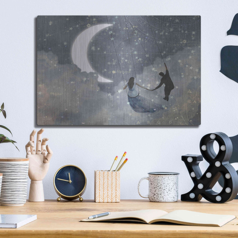 «Celestial Love I» par Victoria Borges, art mural en métal, H 12 po x l 16 po