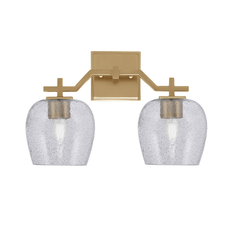 Bar pour salle de bain Headland illustré avec verre à bulles de fumée de 4 po, H 10,5 po x l 15,75 po x P 6,5 po, Laiton
