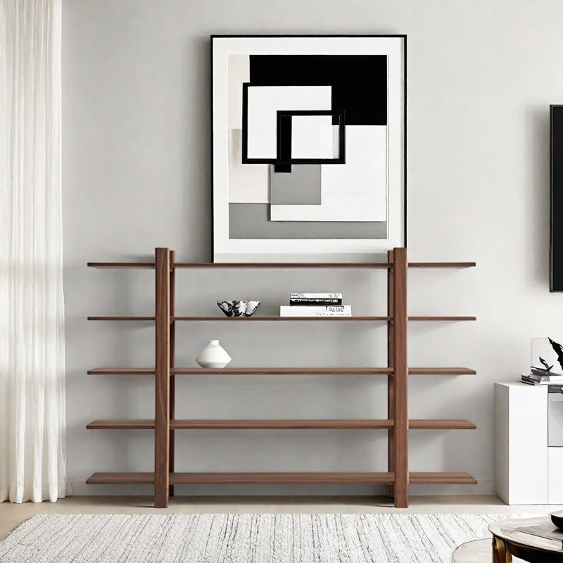 A beautiful artistic bookcase, (5 Shelves) 67.9"H x 78.7"W x 16.1"D, Brown