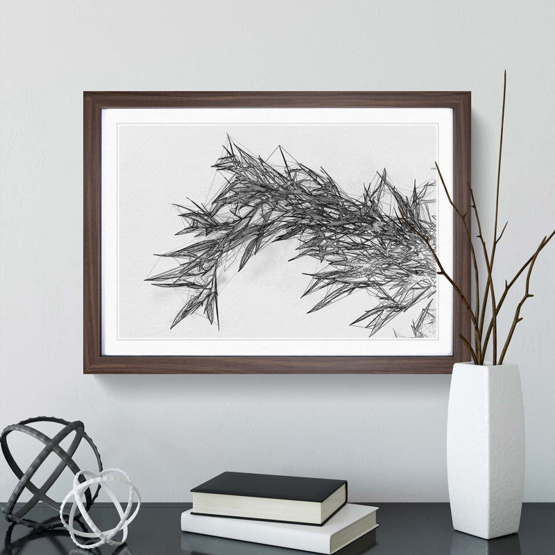 Leaves of a Bamboo Plant in Abstract - Picture Frame Graphic Art Print, Walnut Framed, 36cm H x 48cm W x 2cm D