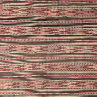 Tapis contemporain rouge / vert / gris