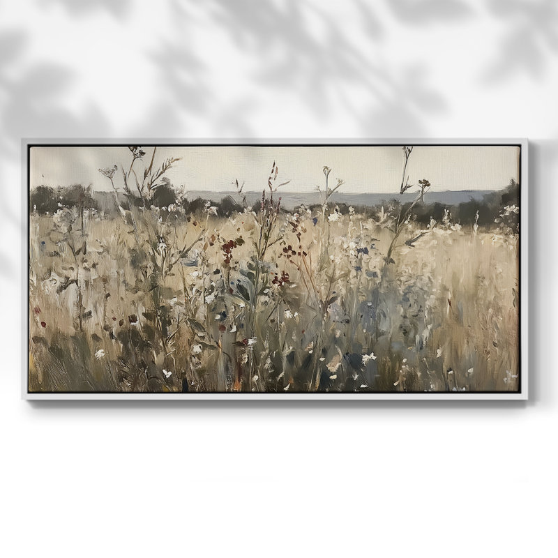 Série paysage - Cxxix - Toile tendue avec châssis encadré - Prêt à être accroché, H 21 po x l 41 po, Blanc