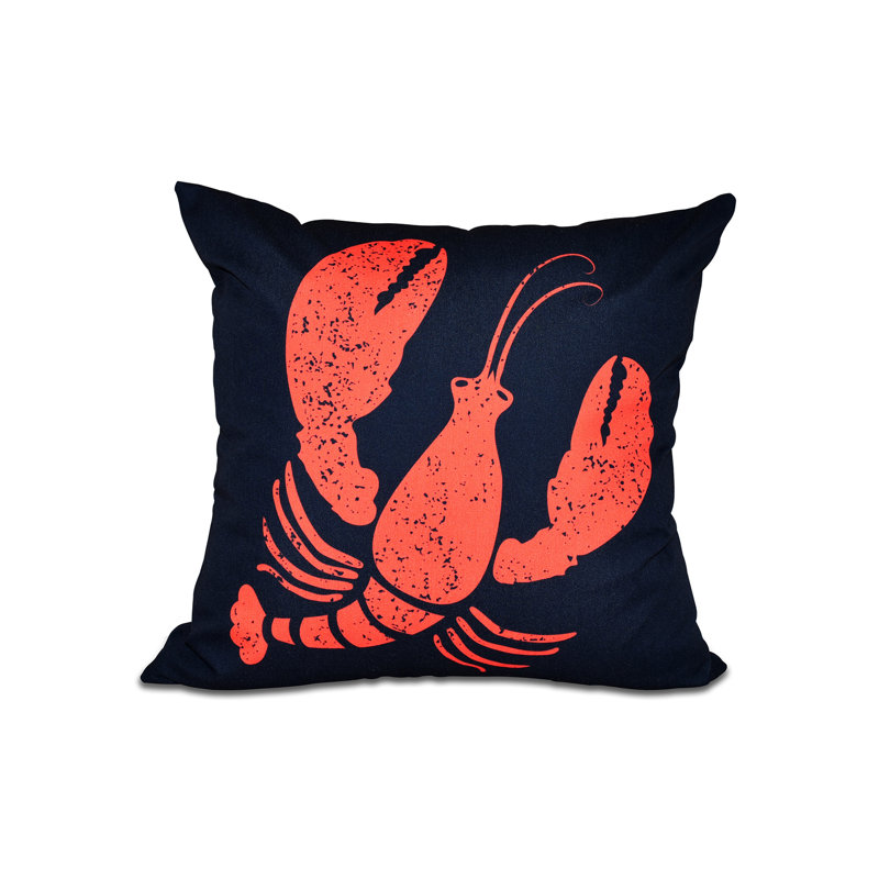 Housse de coussin pour l’extérieur carrée Lobster, Bleu marine, 20 po x 20 po