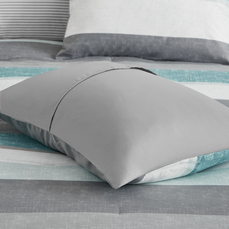 Jaxon Comforter Set with Bed Sheets, Full Comforter + 6 Additional Pieces, Aqua/Gray