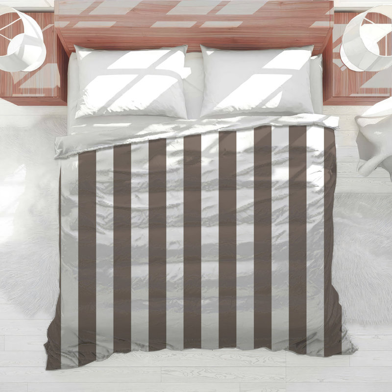Brown Vertical Stripes Comforter, Grand lit