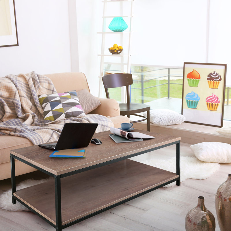 Solid Wood Single Coffee Table, Gray Wash