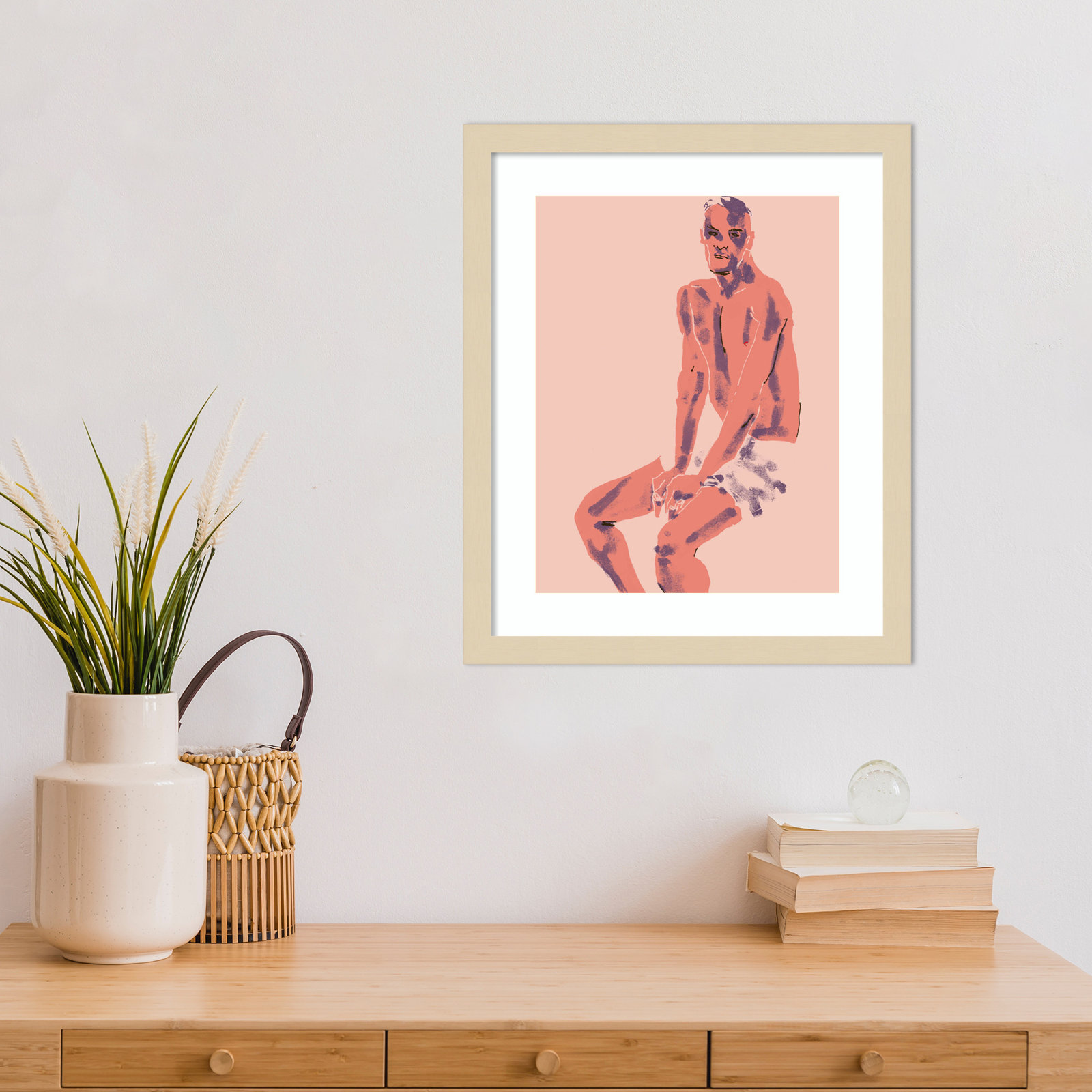 Olender "A Man Posing" Print, 17" H x 14" W, Brown
