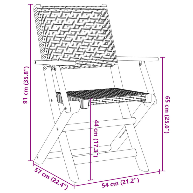 8-3 Wicker/Rattan Garden Chair With Cushion Folding Chair Set, Beige