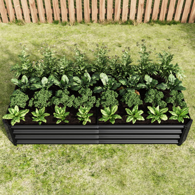 631Ft, Metal Raised Garden Bed, Black, Outdoor Plants, Vegetables, Flowers, Corrugated Iron, Balances Soil Effectively Supports Drainage Well