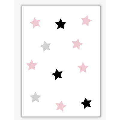 Pink Black And Grey Stars - Painting