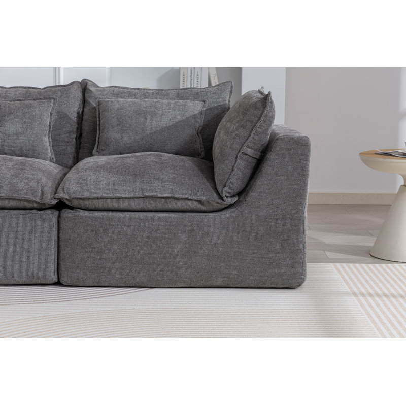 Canapé modulaire surdimensionné de 74,8 po de large avec canapé modulaire True Relax Comfy, Gris ancien