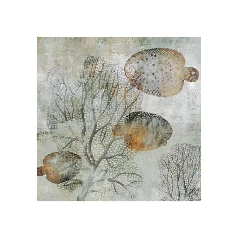 Coral Reef IV par Sofia Fox - impression d'art graphique, H 36 po x l 36 po x P 1,5 po, Gel coupé au couteau