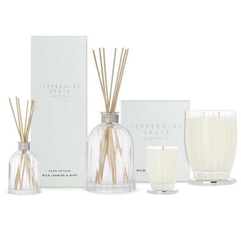 Plant / Floral Scented Jar Candle with Glass Holder